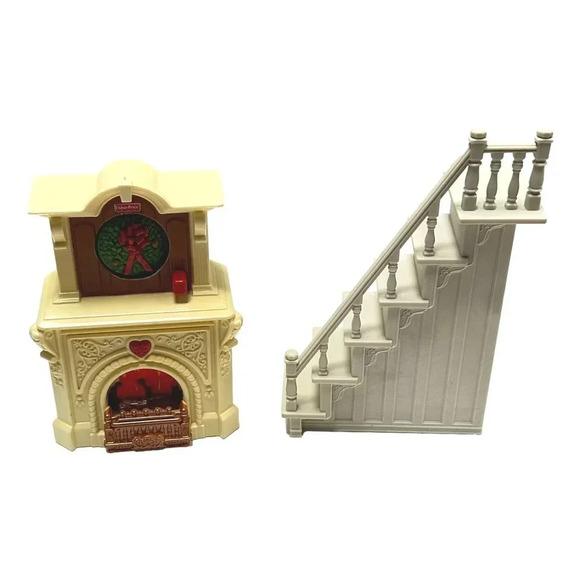 Fisher Price Loving  Family Doll Furniture Lot 2 Musical Fireplace and Stairs - Picture 1 of 8